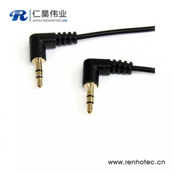 3.5mm90度公对公黑色音响线30CM 3.5mm90度公对公黑色音响线30CM