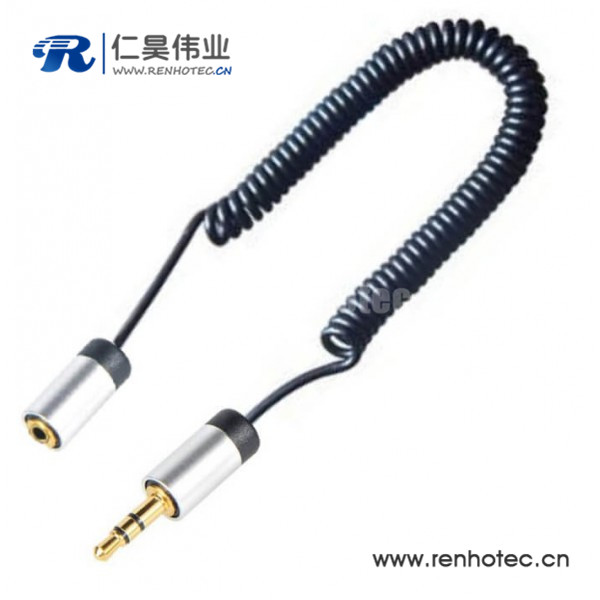 3.5mm公头弹簧线公转母耳机延长线50cm 3.5mm公头弹簧线公转母耳机延长线50cm