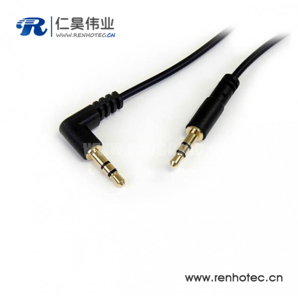 3.5mm公对公音频线黑色弯头延长线30CM 3.5mm公对公音频线黑色弯头延长线30CM