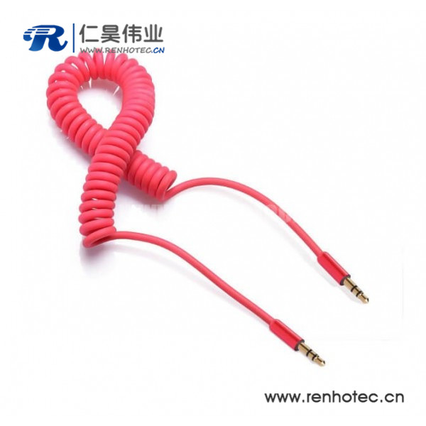 彩色弹簧音频线3.5公对公车载aux音频线20cm 彩色弹簧音频线3.5公对公车载aux音频线20cm