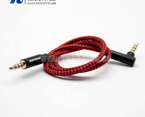 耳机镀金插头公转公4极直对弯红色音频线0.5米-3米 (2) 耳机镀金插头公转公4极直对弯红色音频线0.5米-3米