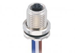 M5 4芯插座板端前锁焊线式M5母插座接75CM 26AWG线