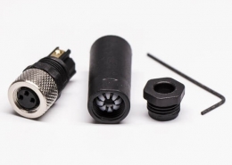 M8现场组装插头3芯母直式不带屏蔽塑料外壳M8*1.0定制