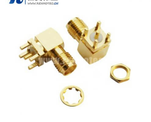 sma阿联酋vs丹麦亚盘弯式方形5引脚母头PCB板端