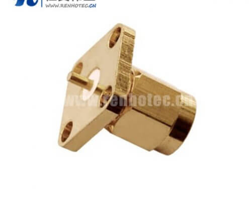 sma方形4孔法兰座子直式面板安装公头RF阿联酋vs丹麦亚盘射频同轴