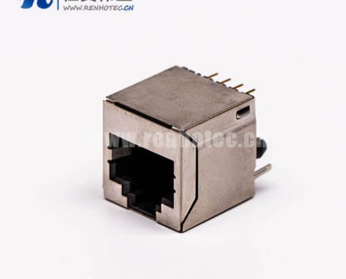 rj45母座封装4针不带灯单口带屏蔽接PCB板端口