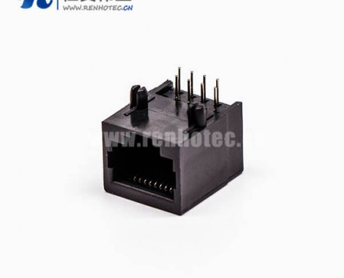 rj45母座接口8P8C黑色90度不带屏蔽不带灯接PCB板