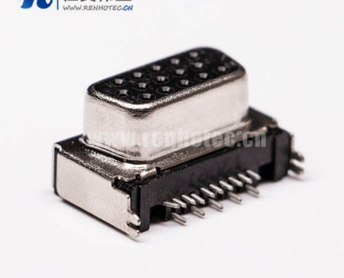 D sub接口15pin弯头母头插孔阿联酋vs丹麦亚盘黑胶接PCB板