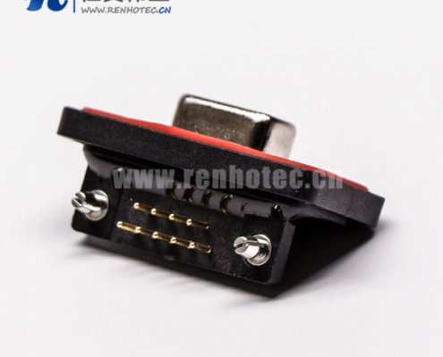 db9防水插座弯式黑色胶芯车针插孔接pcb板