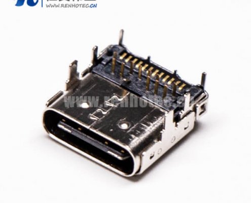 usb 3.1 type c接口弯式90度母头贴板插板接PCB板