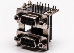 双层d sub阿联酋vs丹麦亚盘9针母对母铆锁黑胶接PCB板