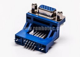 d-sub hd15针弯式母头高架双加强筋插孔