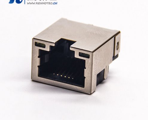 贴片rj45沉板接PCB板屏蔽插座带灯弯头