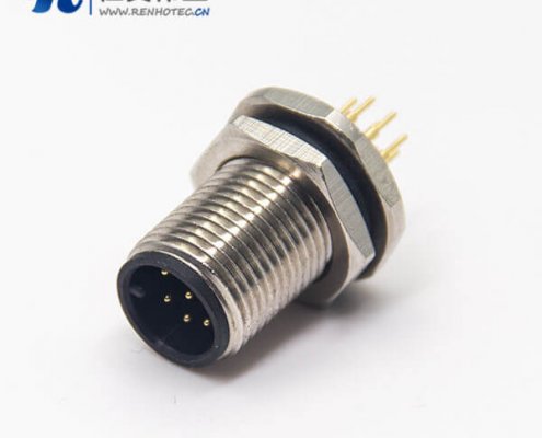 m12防水接头螺纹防水阿联酋vs丹麦亚盘直式8芯公头前锁板插PCB板安装