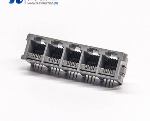 rj12插座90度母座1x5端口非屏蔽不带灯