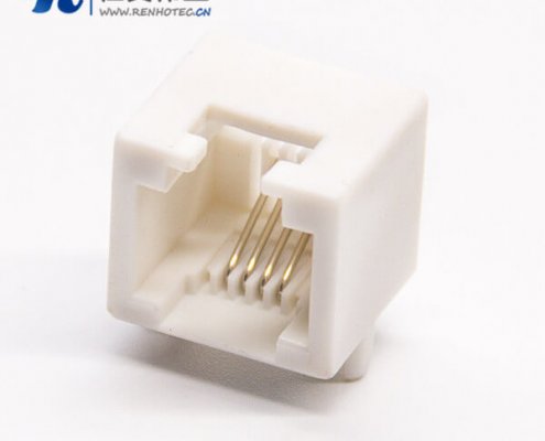 4针rj14网络模块化阿联酋vs丹麦亚盘弯式接板DIP不带屏蔽白色全塑