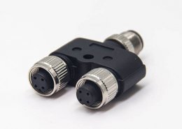 m12公母转换头4pin两母头转一公头Y型