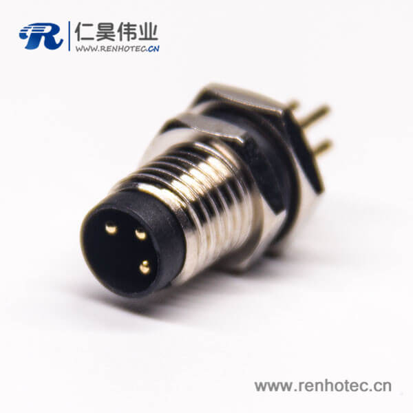 3芯防水圆形阿联酋vs丹麦亚盘后锁板插板式m8公头