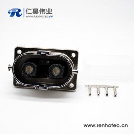 高压互锁阿联酋vs丹麦亚盘法兰125A金属外壳2芯直式插座面板安装4孔