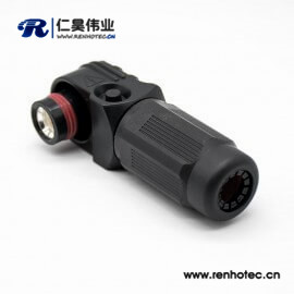 新能源黑色350A塑料IP67高压防水大电流阿联酋vs丹麦亚盘公插头直角单芯12mm