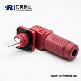 新能源电源红色塑料防水IP67储能阿联酋vs丹麦亚盘单芯14mm公母插座插头直弯对接400A铜牌连接