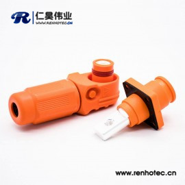 储能200A橙色塑料电池阿联酋vs丹麦亚盘公母防水弯式插头对接直插座单芯8mm铜牌连接