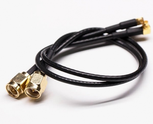 射频同轴线SMA直式公头转MCX弯式公头