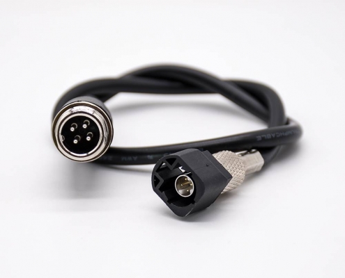 HSD插头直式A型4芯公头转GX12公头4芯线材组装