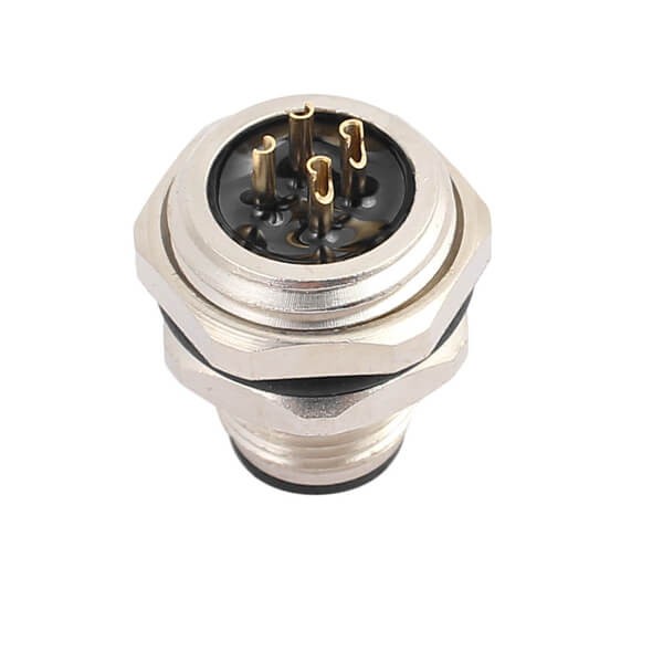 M12 4Pin A Code 公头后锁板焊线座子M15*1 10PCS/包