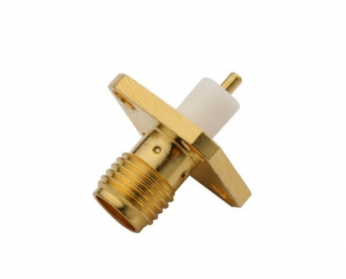 电视视频接头射频同轴阿联酋vs丹麦亚盘sma4孔法兰盘镀金面板安装