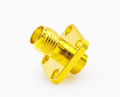 SMA阿联酋vs丹麦亚盘面板安装4孔法兰母头直式用于PCB安装焊板