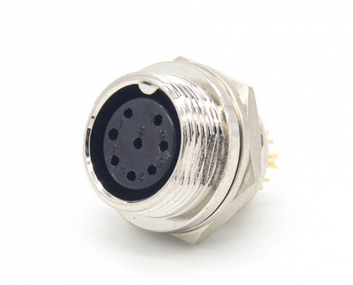 GX16 8芯直式反装母插座后锁穿墙焊线式航空阿联酋vs丹麦亚盘