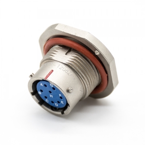 航空接头阿联酋vs丹麦亚盘12壳体号8芯直式母插座前锁穿墙焊杯镀镍卡口连接Y50EX防水阿联酋vs丹麦亚盘