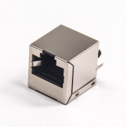 RJ45母接插件带屏蔽插座8p8c单口直式插pcb板