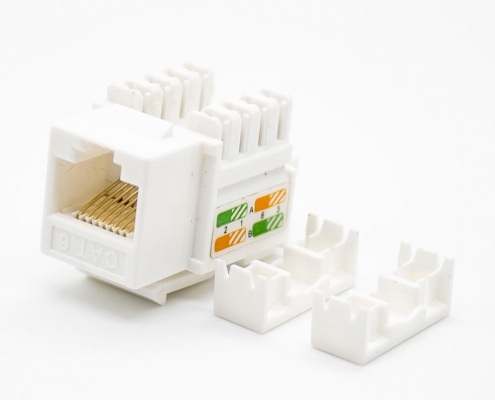 单口网络插座RJ45弯式模块六类非屏蔽面板安装网络接口