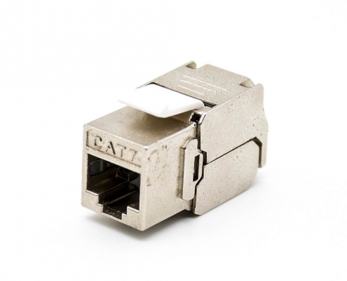 模块化RJ45插座CAT7直式8芯单端口带屏蔽免打模块