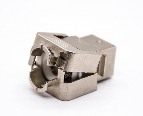 RJ45超六类网络接口带屏蔽180度直式单端口网络免打模块