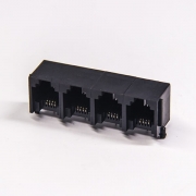 rj126p4c以太网阿联酋vs丹麦亚盘穿孔式弯角单层联体全塑插座