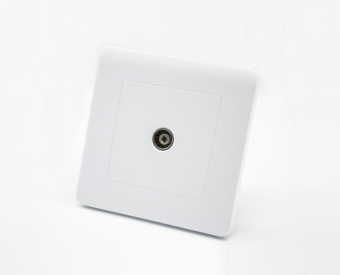 有线电视TV头86型暗装白色单孔塑料面板插座