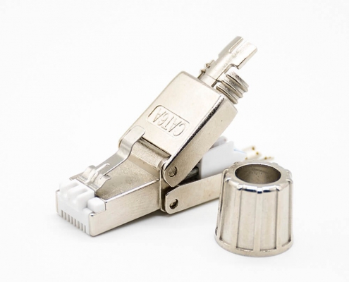 六类RJ45信息模块插头带屏蔽免打网络插头