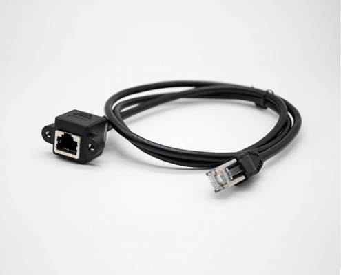 8芯线材RJ45接口黑色直式公转母网络线材