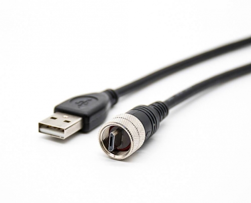 IP67MicroUSB阿联酋vs丹麦亚盘
5芯B型公头M12螺纹转USBtypeA公头两头注塑线长1米