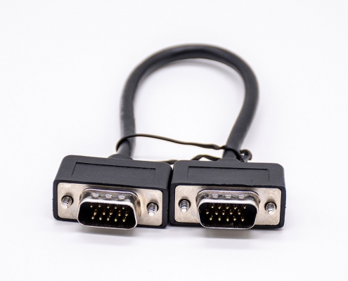 0.35米长带螺丝固定的15pinDB电缆公头转公头直式线缆