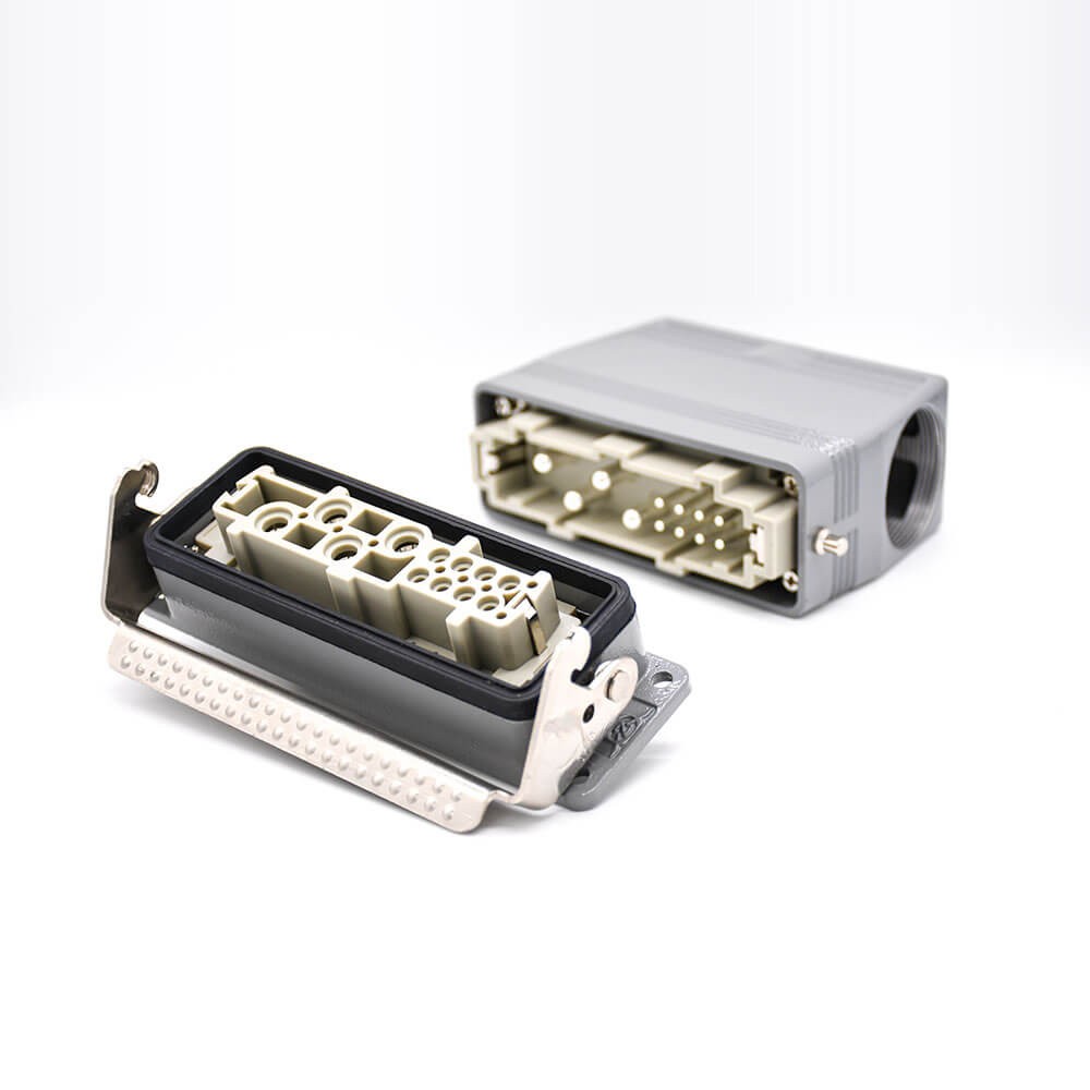 HDC阿联酋vs丹麦亚盘公母对接高结构斜出口开孔安装12芯H24B外壳铁扣PG29