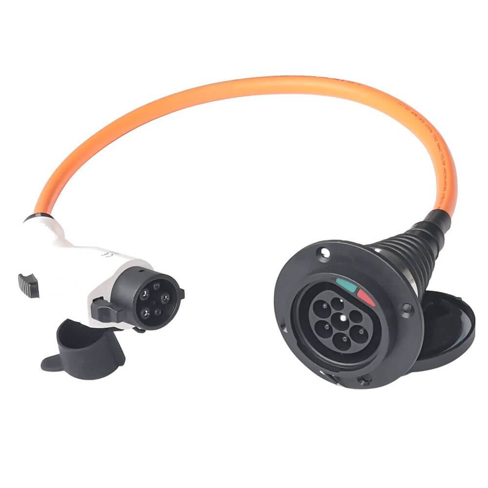 SAE J1772 插头转插座1型 至2型 新能源转接线橙色